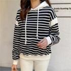 Hooded Stripe Napped Pullover