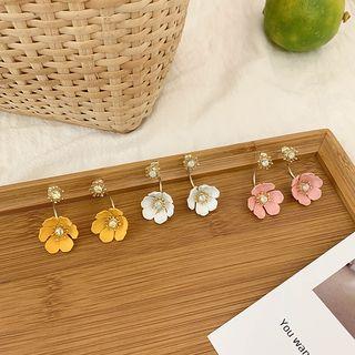 Rhinestone Alloy Flower Dangle Earring