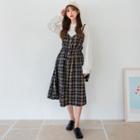 Plus Size Plaid Long Pinafore Dress