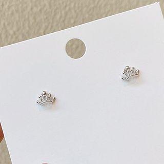 Crown Alloy Earring 1 Pair - 01 - Silver - One Size