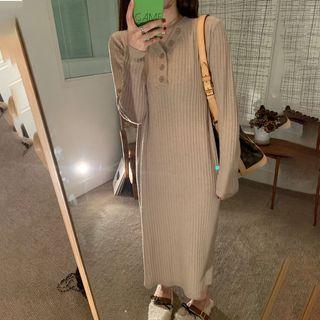 Henley Midi Rib Knit Dress