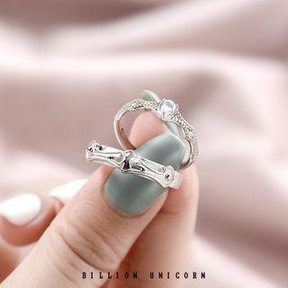 925 Sterling Silver Couple Matching Knight / Princess Open Ring 1 Pair - S925 Silver Ring - Silver - One Size