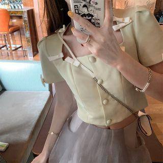 Short-sleeve Button-up Top / Mini Dress