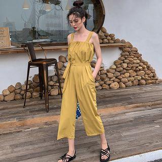 Tie-waist Sleeveless Cropped Jumper Pants
