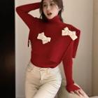 Bow Turtleneck Knit Top