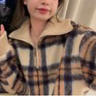 Plaid Knit Sweatshirt