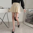 Crinkled Flared Miniskirt