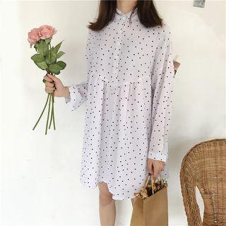 Long-sleeve Dotted Shift Dress