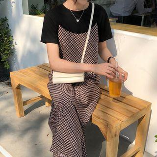 Spaghetti-strap Plaid Maxi Dress
