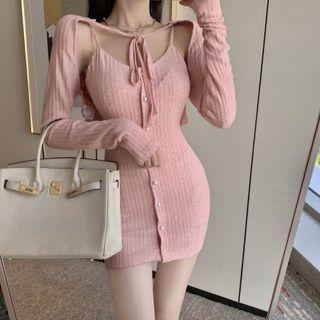 Spaghetti Strap Mini Bodycon Dress / Shrug