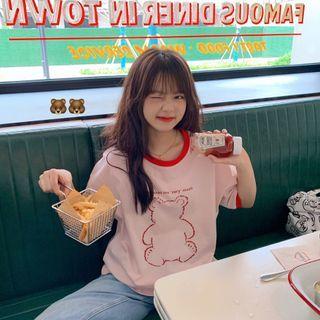 Bear Print Ringer T-shirt