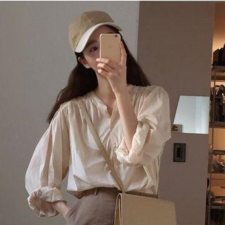 Crinkled Long-sleeve Shirt / Skort