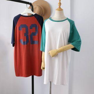 Raglan Elbow-sleeve T-shirt Dress