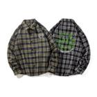 Plaid Smiley Face Embroidered Shirt