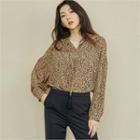 Tassel-detail Leopard Print Blouse Brown - One Size