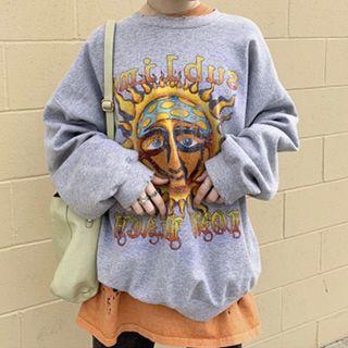 Long Sleeve Printed Loose-fit T-shirt