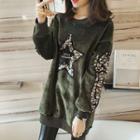 Sequined Fleece-lining Long Pullover