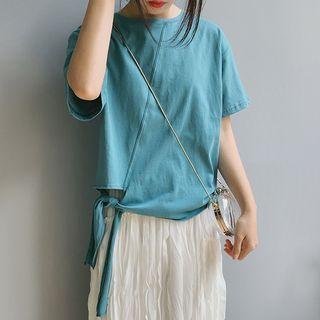 Short-sleeve Asymmetric Knotted T-shirt