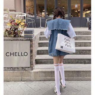 Collared Button-up Denim Vest Blue - One Size