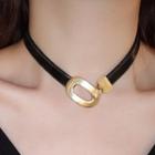 Faux Leather Choker Gold - One Size