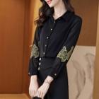 Flower Embroidered Shirt / Dress Pants / Midi Skirt / Set