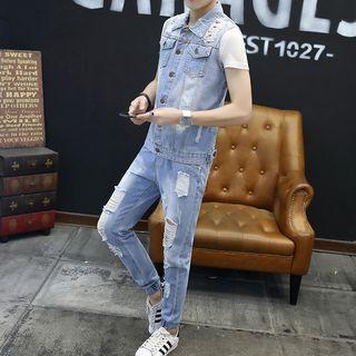 Set: Denim Vest + Distressed Jeans