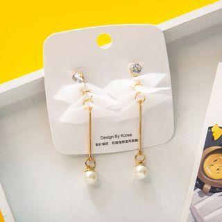 Petal Faux Pearl Dangle Earrings Er1429 - One Size