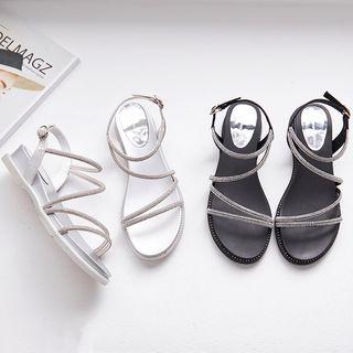 Embellished Faux Leather Sandals