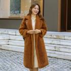 Notch-lapel Sherpa-fleece Boxy Coat