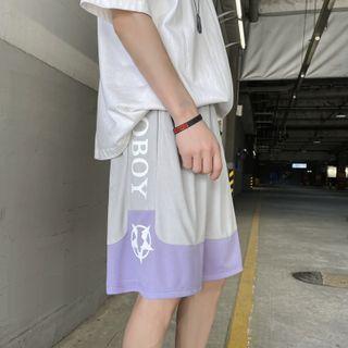 High-waist Two-tone Print Shorts