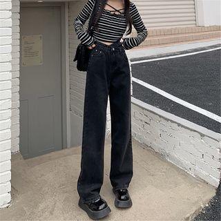 High-waist Loose Fit Wide-leg Jeans