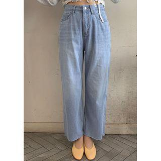 Cut-hem Wide-leg Jeans