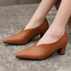 Pointy-toe Chunky-heel Shoes