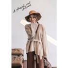 Open-front Loose-fit Cardigan With Sash