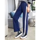 Piped Slit-side Straight-cut Sweatpants