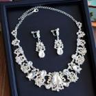 Bridal Set: Rhinestone Statement Necklace + Drop Earrings