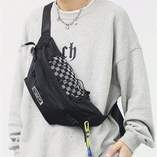 Checkerboard Panel Zip Belt Bag