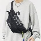 Checkerboard Panel Zip Belt Bag