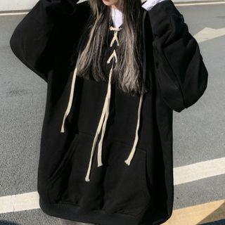 Long-sleeve Lace Up Hoodie