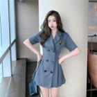 Button Suit Pleated Dress