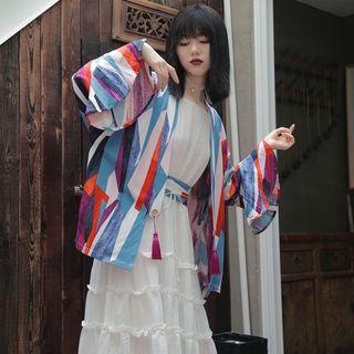 Bell-sleeve Patterned Buttoned Jacket
