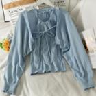 Set: Halter Top + Dolman-sleeve Knit Cape Top Blue - One Size
