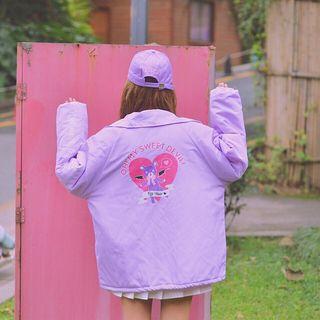 Bear Print Buttoned Jacket