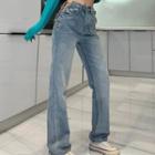 Mid Rise Straight Leg Chained Jeans