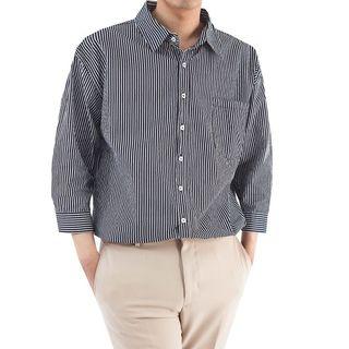 Plus Size 3/4-sleeve Striped Shirt