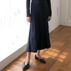 Metallic-trim Long Rib-knit Skirt