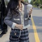 Checkered Cropped Button-up Jacket