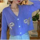 Embroidered  Knit Cardigan