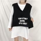 Long Sleeve Plain T-shirt Dress / Printed Tank Top