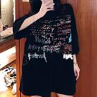 Lettering Oversize 3/4-sleeve T-shirt